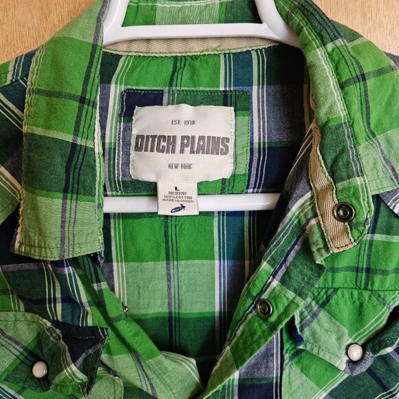 Ditch Plains Plaid Shirt L  Snap Button - Picture 8 of 10
